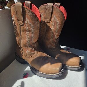 Shyanne Brown Leather Composite Toe Boots-Size: 6.5 Womens